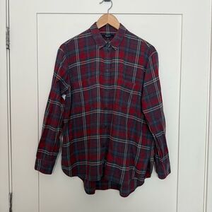 Madewell Ex Boyfriend Flannel Shirt Womens Sz S Red Plaid Button Up 100% Cotton